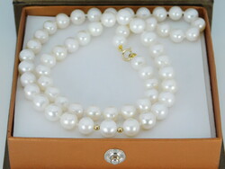 Freshwater cultured pearl necklace with 14k gold clasp and 14k gold balls