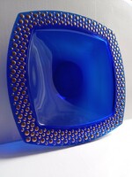 Blue-gold thick glass centerpiece serving bowl