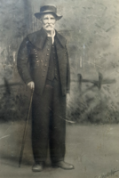 Elegant man with a walking stick - labeled, redrawn photo? (Full size 38x27 cm)