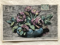 Antik virágos képeslap                             -2.