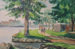 Lakeside walk - watercolor, 1956 (full size 49.5x36 cm)