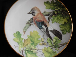 Limoges-i porcelán madaras tányér (szajkó) - 23 cm