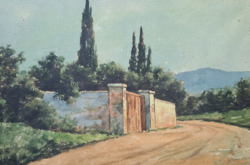 Street scene - marked watercolor (full size 32×24.5 cm)