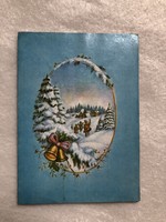 Antik, régi, glitteres Karácsonyi képeslap, lap                               -2.