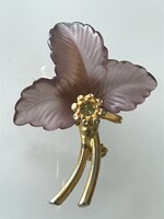 Flower-shaped brooch with crystal center, 4 x 3.5 cm