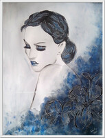 Molnár Ilcsi  "  Lány, kékben  " - akvarell /marker  festményem
