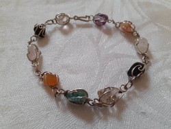 Very beautiful handmade silver plated bracelet decorated with various minerals