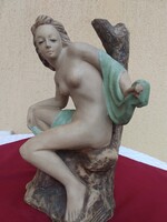Imre Turáni kovács: Female nude lamp, painted terracotta, 38 cm, reduced price!