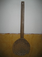 Antique folk straining scoop