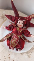 Venetian doll made of fired porcelain, hand painted and decorated. Arms and legs can be moved 15 cm.