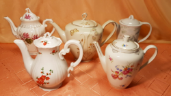 From HUF 1! 5 beautiful porcelain coffee/tea pots, together, in perfect condition!