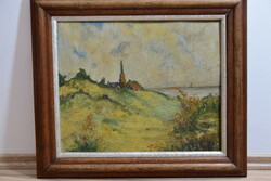 Unknown painter landscape French writing on the back
