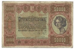 50000 korona 1923 Ritka 1. eredeti