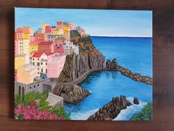 Cinque Térre, akril, feszített vászon, 40x50 cm