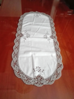 Antique table runner with crochet decoration, 85 x 35 cm