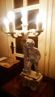 Gyönyörű Capodimonte kandelláber, Asztali - álló lámpa hatalmas angyalok fayance majolika. Videó!!!!