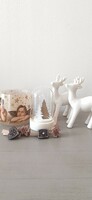 Karácsonyi dekorcsomag, porcelán őzek