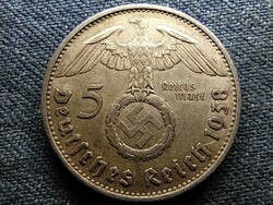 Németország Horogkeresztes .900 ezüst 5 birodalmi márka 1938 E (id69815)