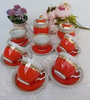 Gyönyörű Baranovka orosz, szovjet teáskészlet porcelán tea készlet csésze kanna cukortartó