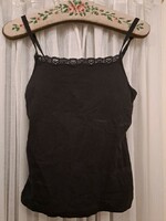 Black cotton leotard with sewn-in bra, size 10-12