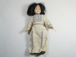Retro vintage old toy porcelain doll - in Palestinian national costume - height: 22 cm