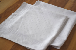 Old art deco large 2 damask napkins tea towel tablecloth polka dots 56 x 56