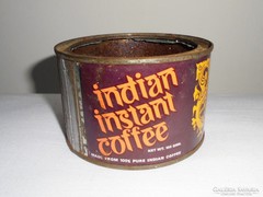 Retro Kávés fémdoboz pléh doboz - Indian Instant Coffee - 1970-es évekből