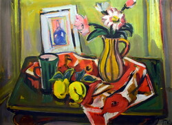 Ilona Tokay (1907 - 1988): still life with striped ankle