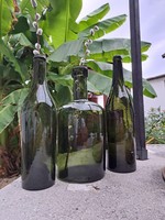 Régi zöld üveg debizson demizson üvegek vázának palack
