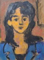 Női portré (tempera, teljes méret 62x46 cm)