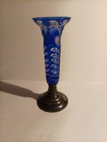 Ezüst talpú kristly váza Diannás jelzéssel