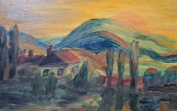Ester Cserhalmi: sunset - 2012 (oil painting, full size 50x37 cm)