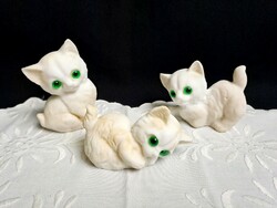 3 special kittens, cats, maybe made of some kind of stone, 6-7-9 cm