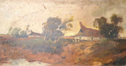 Tájkép tanyával Halász L. jelzéssel - olajfestmény (teljes méret 56x34,5 cm)