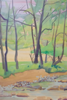 Landscape with trees, 1999 - painting by András Makó (watercolor, full size 63x48 cm)