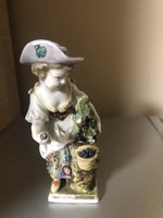 Meissen  Augustus Rex, Németország, antik, kézzel festett porcelán figura,lány