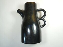 Retro régi fekete mázas kerámia dupla fülű tea teakiöntő teáskanna teás kanna - kb. 1980