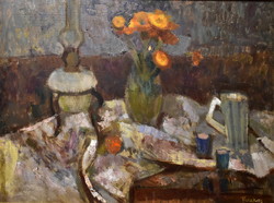 Magdolna potter (1933): still life with kerosene lamp