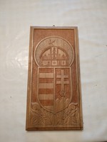Carved, marked Hungarian coat of arms, wood carving, negotiable