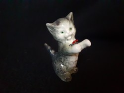 GOEBEL macska, cica katicával, porcelán nipp, szobor, hibátlan ritkaság
