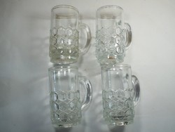 Retro régi jelzett üveg mézes méz pohár bögre korsó - 4 db - magasság: 12 cm