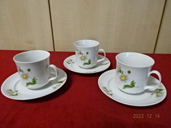 Alföldi porcelain tea cup + saucer with daisy pattern, 3 pieces in one. He has! Jokai.