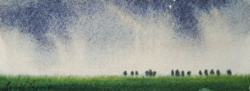 Balogh Lajos miniatűr tájkép akvarell, 1990 (teljes méret 35x22 cm)