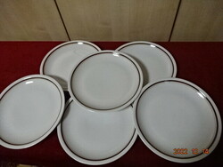 Alföldi porcelain flat plate with brown stripe, six pieces for sale. He has! Jokai.