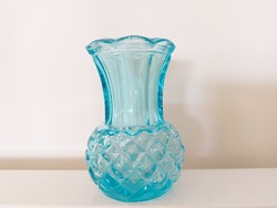 Old blue glass vase small glass vase 8 cm