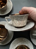 Különleges retro FS STAS kőmintás porcelán kávés készlet bronzszínű belsővel