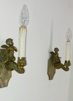 Bronz falikar lámpa pár angyalka putto szobrok