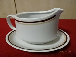 Alföldi porcelain sauce bowl with saucer, brown striped. He has! Jokai.