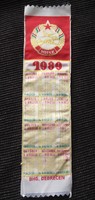 Bookmark, textile, 1989 calendar, mhsz, bhg, Debrecen