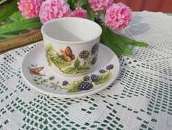 Gyönyörű angol szedermintás pillangós szedres csésze szett csészealj